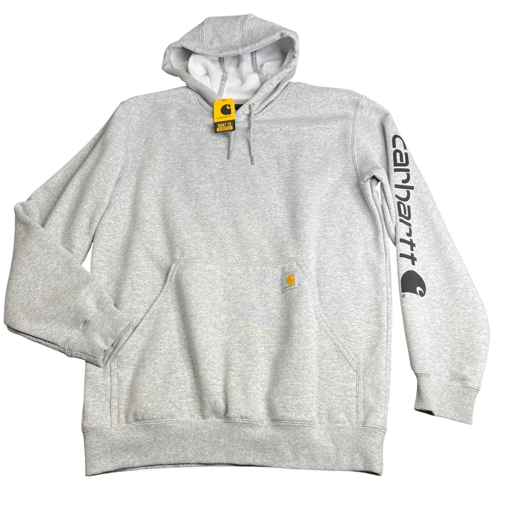 Carhartt Mens Loose Fit Midweight Logo Sleeve Hoodie Heather Gray TS0288-M M NWT